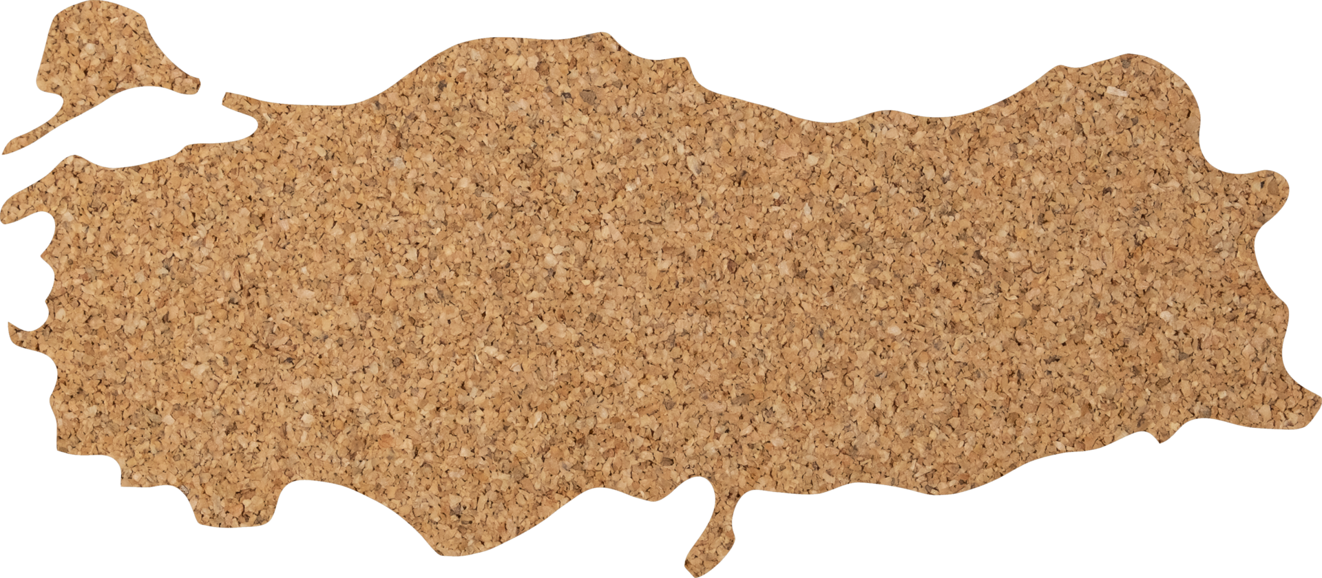 Turkey map cork wood texture cut out on transparent background. png