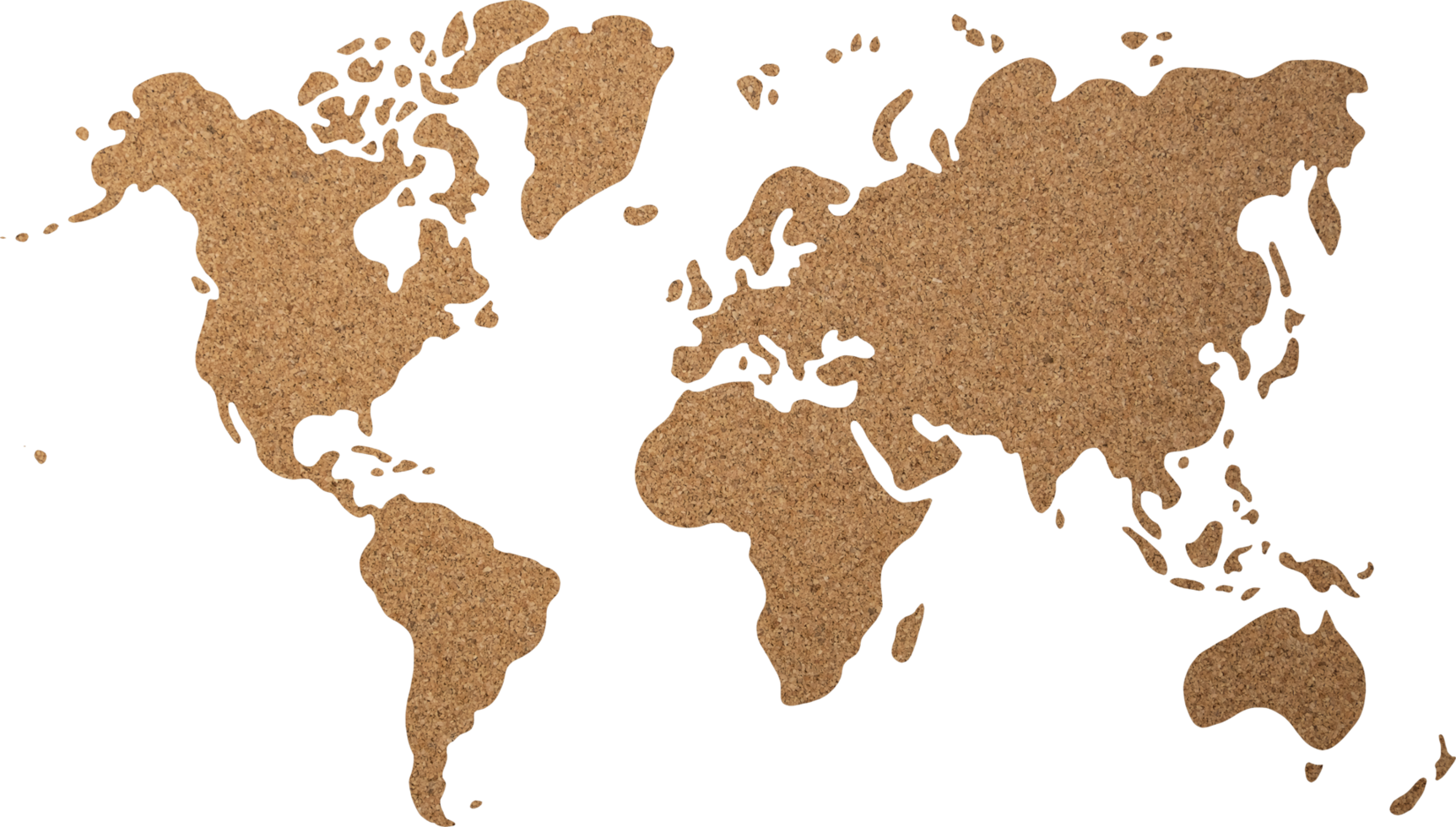 Welt Karte Kork Holz Textur Schnitt aus auf transparent Hintergrund. png