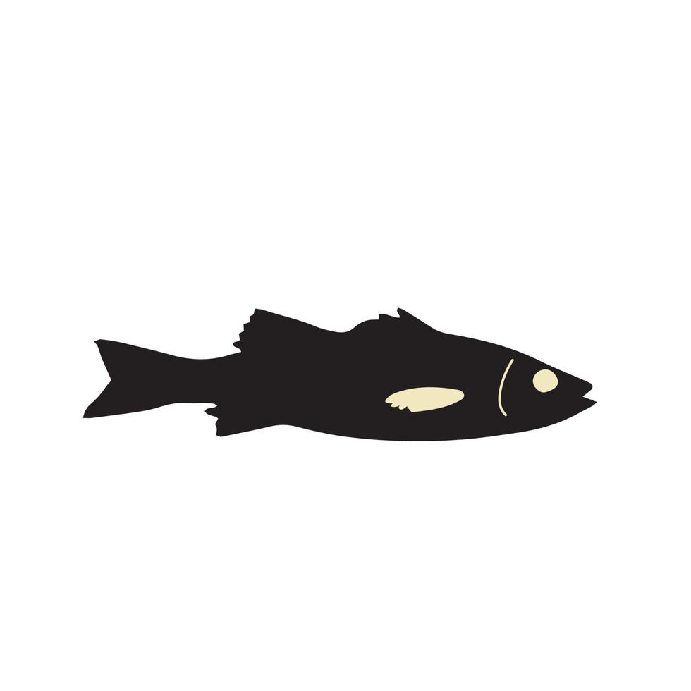 Cute black fish vector illustration icon. Tropical fish, sea fish