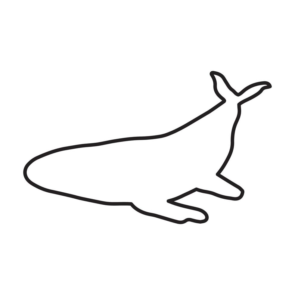 ballena, negro línea silueta Oceano animal. vida marina en escandinavo estilo en un blanco antecedentes. genial para póster, tarjeta, vestir impresión. vector ilustración