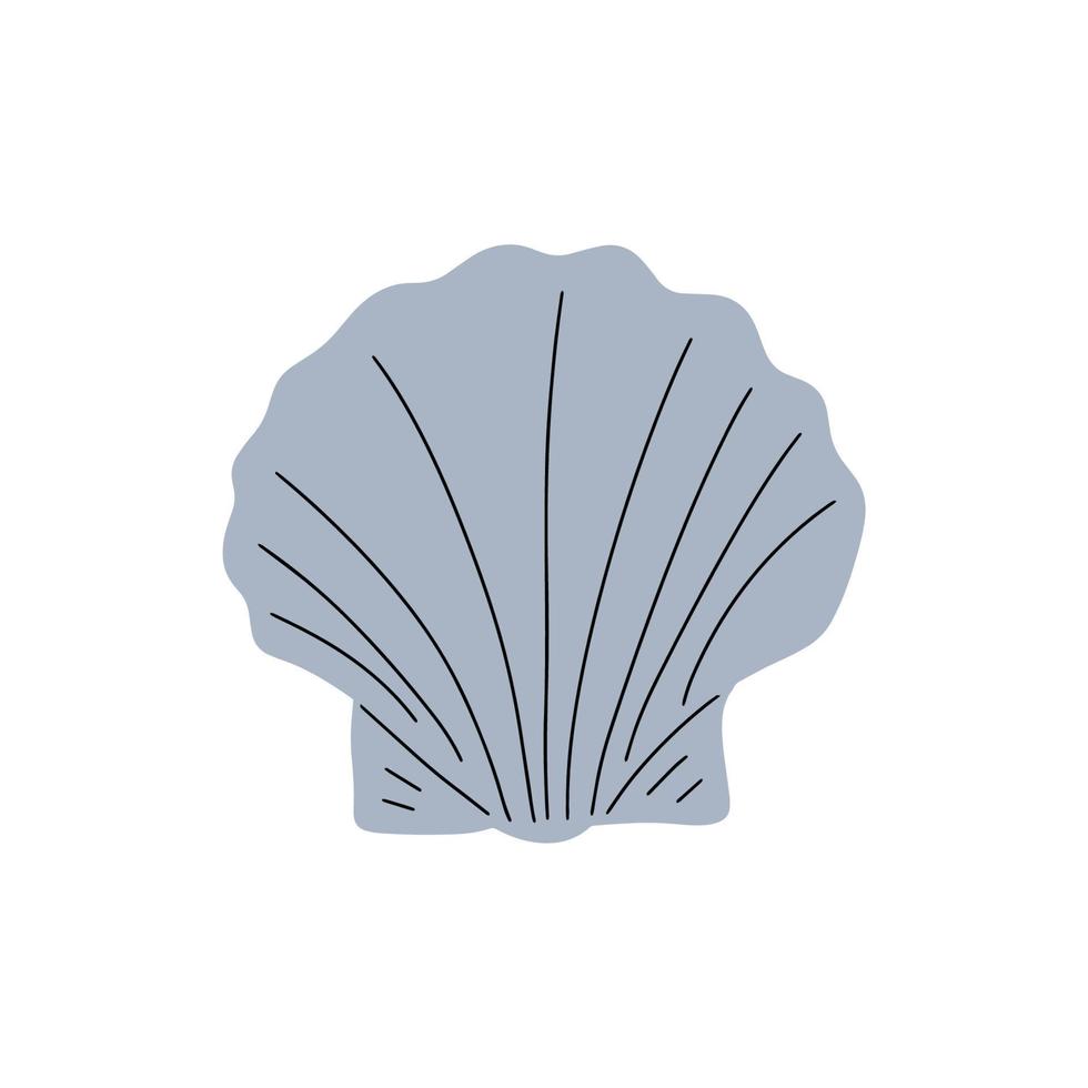 Tropical underwater seashell. Hand drawn sea mollusk shellfish element. Vector illustration in scandinavian style.