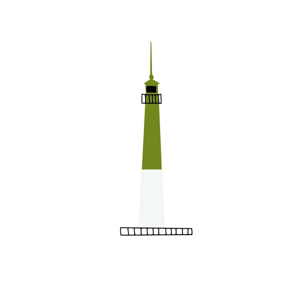 Lighthouse. Coastline architecture building. Beacons with window. Vector illustration