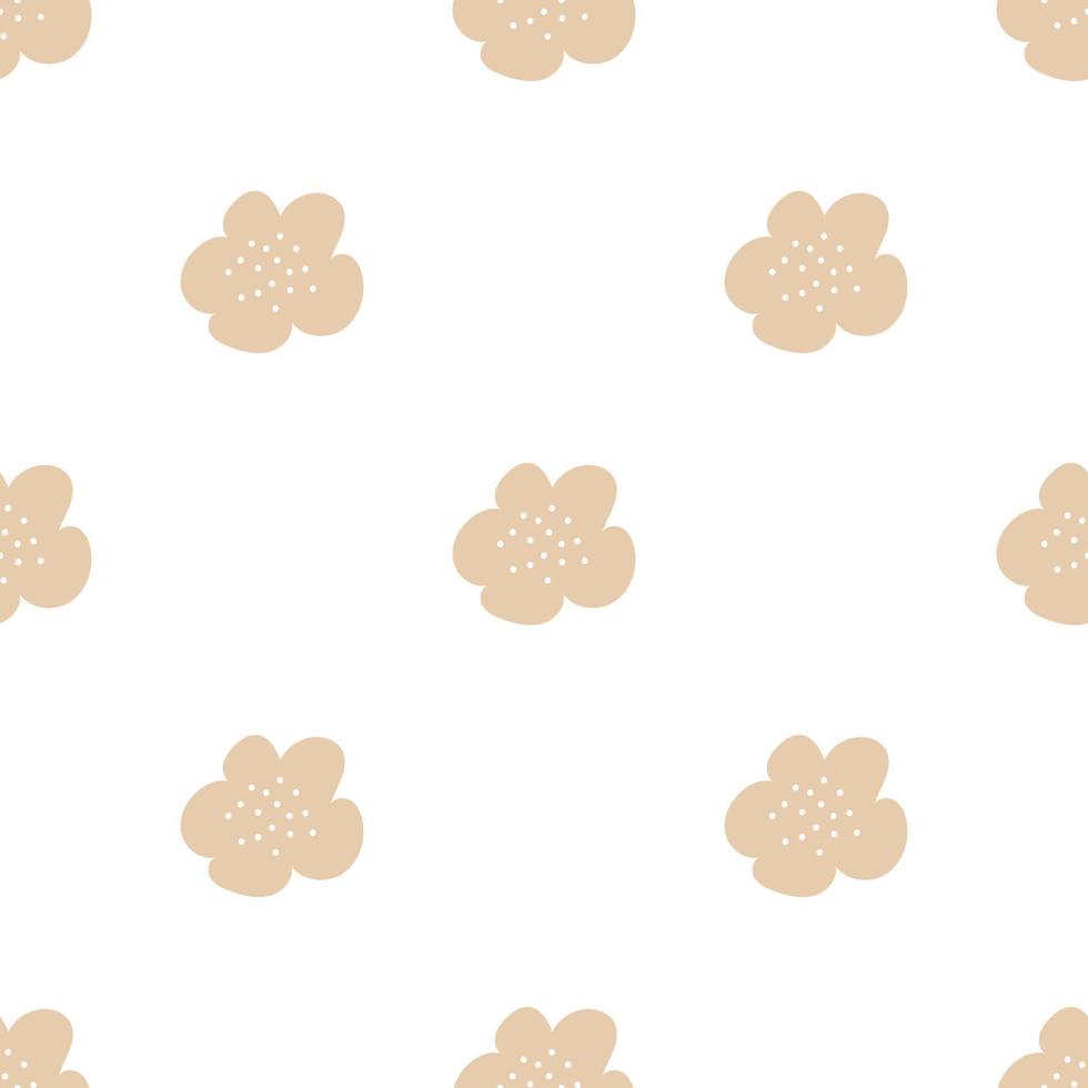Floral seamless vector pattern with flowers. Spring flora. Simple hand-drawn kids style. Pretty ditsy for fabric, textile, wallpaper. Digital paper in white background