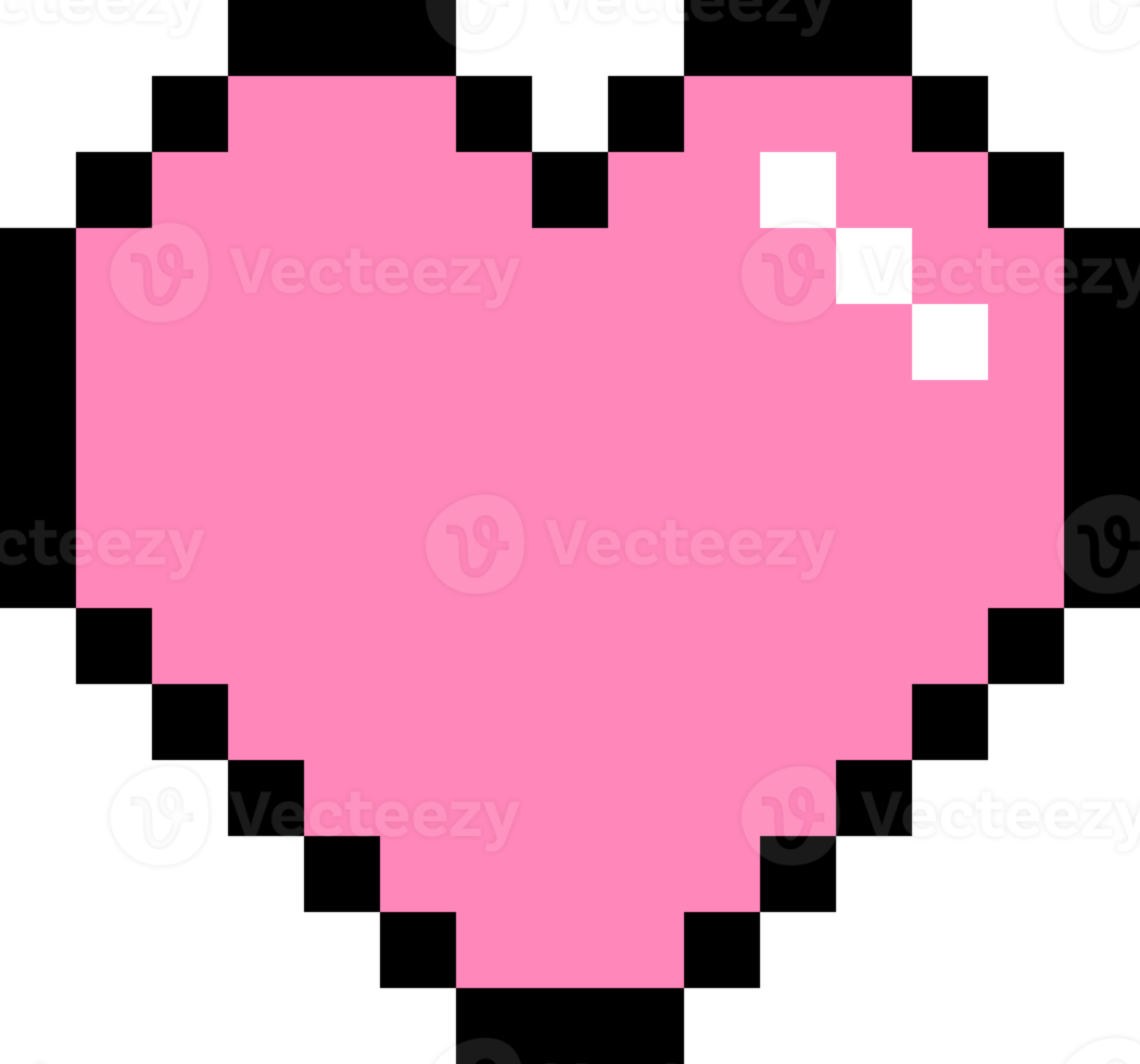 aesthetics cute 8bit pixel heart shape decoration png