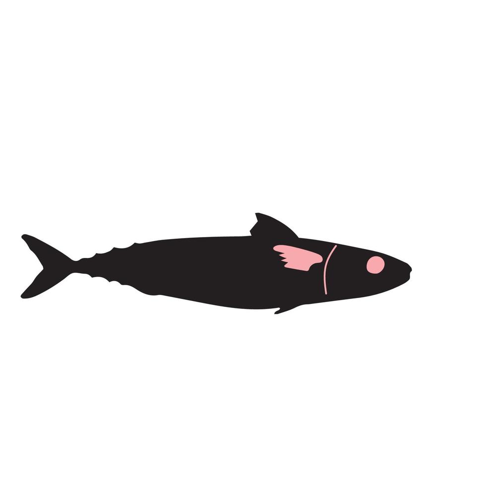 Cute black fish vector illustration icon. Tropical fish, sea fish, aquarium fish