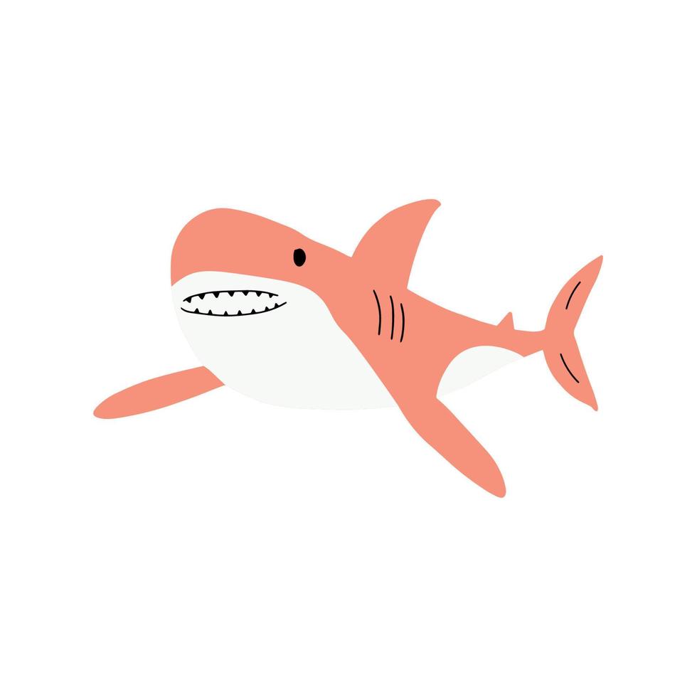 Shark. Sea animal. Marine animal in Scandinavian style. vector