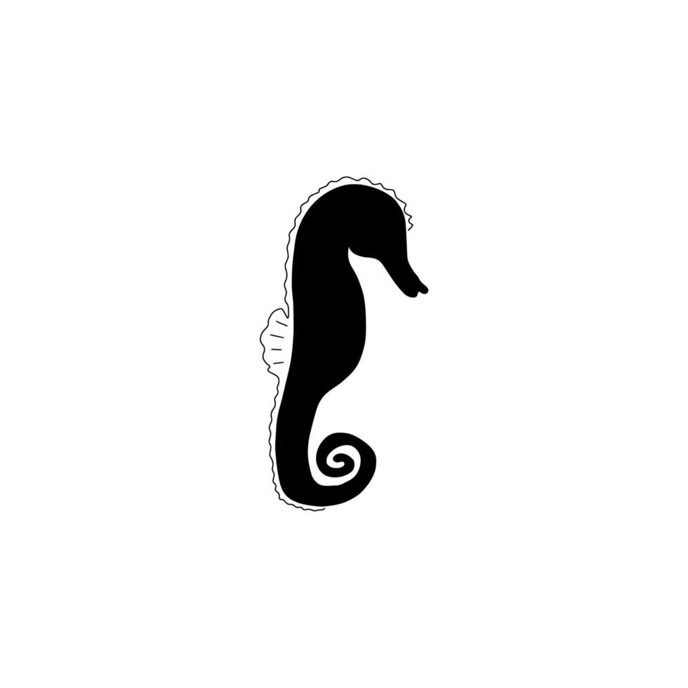 Seahorse Character sea animal on deep background. Wild life illustration. Underwear world. Vector illustration.