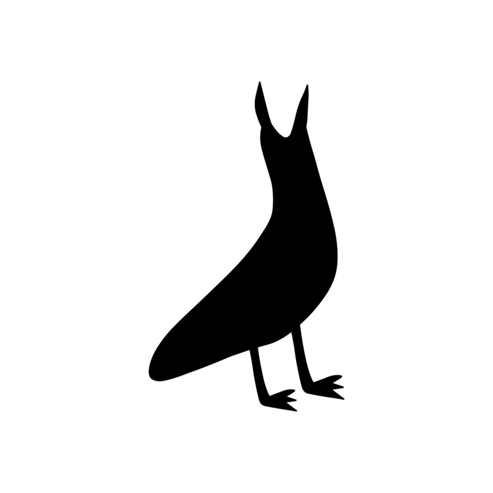 Seagull. Black silhouette. Atlantic seabird. Marine Animal Vector illustration on white background.