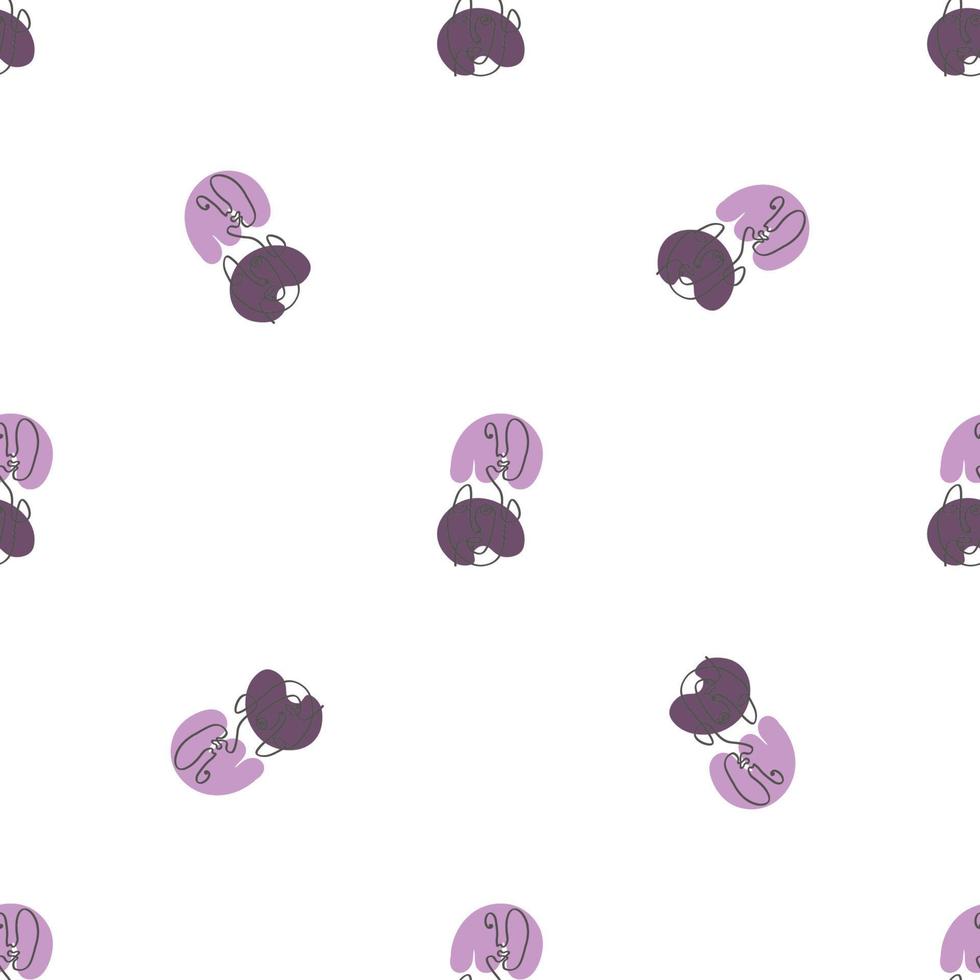 Surreal Faces One Line Seamless Pattern . Abstract Minimalistic Art design for print, cover, wallpaper, Minimal and natural wall art. Vector illustration on white background.
