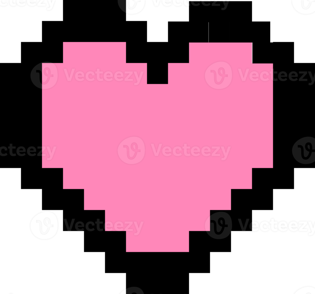 aesthetics cute 8bit pixel heart shape decoration png