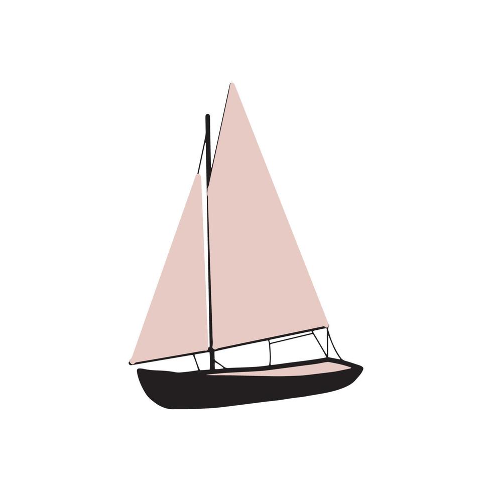 Fishing boat. Colorful vector illustration. Small ships in flat design.