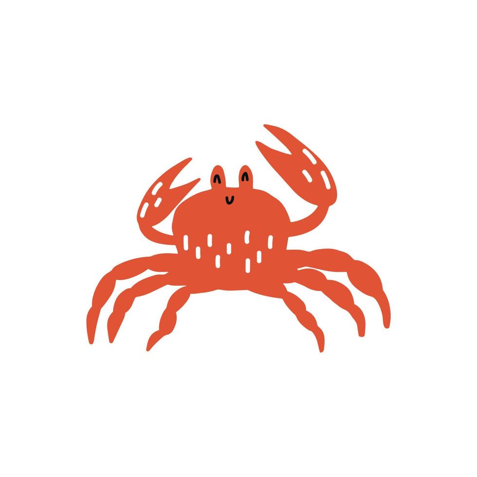 Cute crab in Scandinavian style on a white background. Vector hand drawn kids illustration. Sea ocean. Underwater world