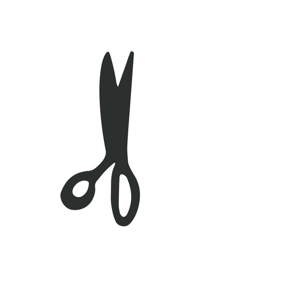 Scissor icon. Hand drawn professional pair of scissors cutting hair or needlework. Craft and scissoring flat creative scissors. Vector illustration