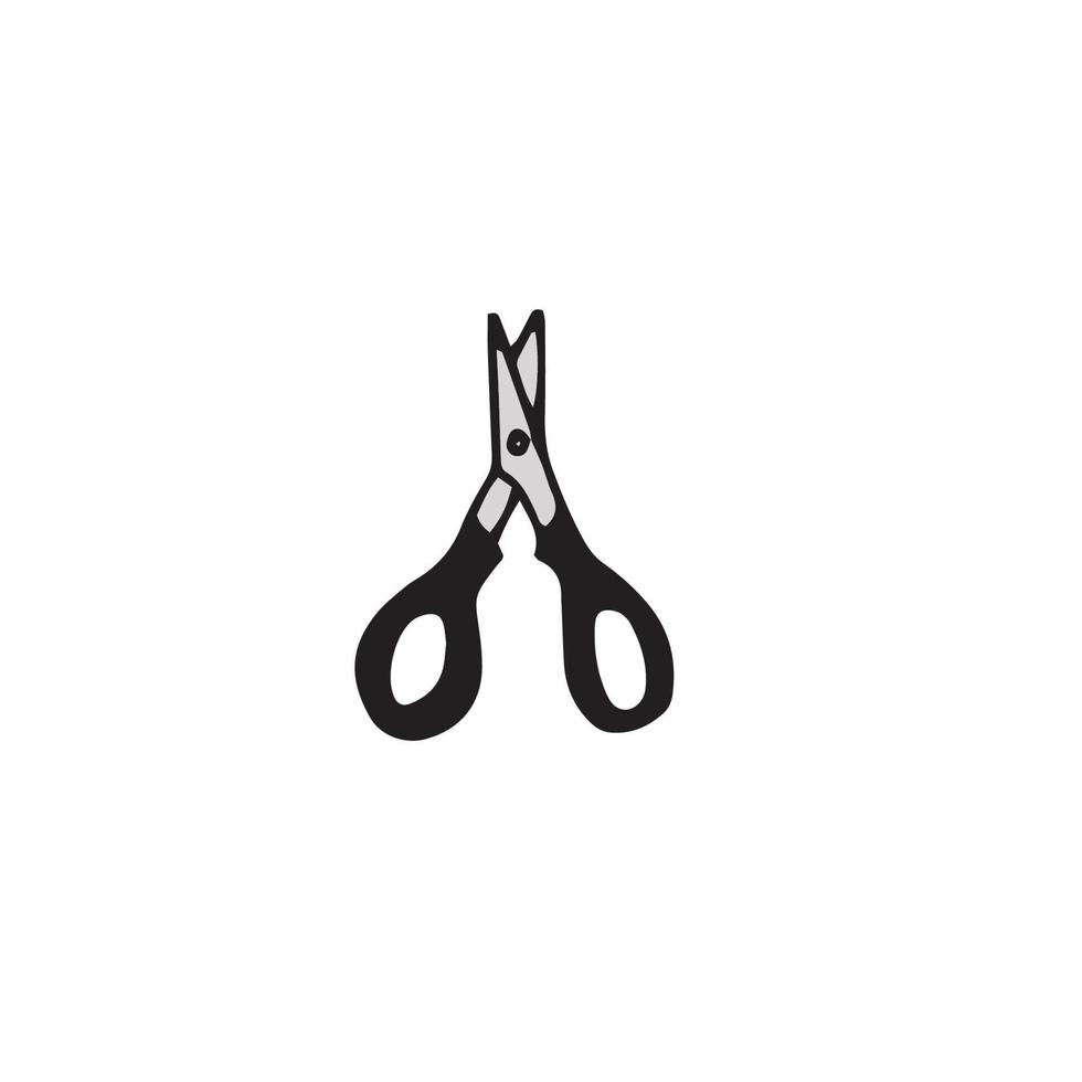 Scissor icon. Hand drawn professional pair of scissors cutting hair or needlework. Craft and scissoring flat creative scissors. Vector illustration