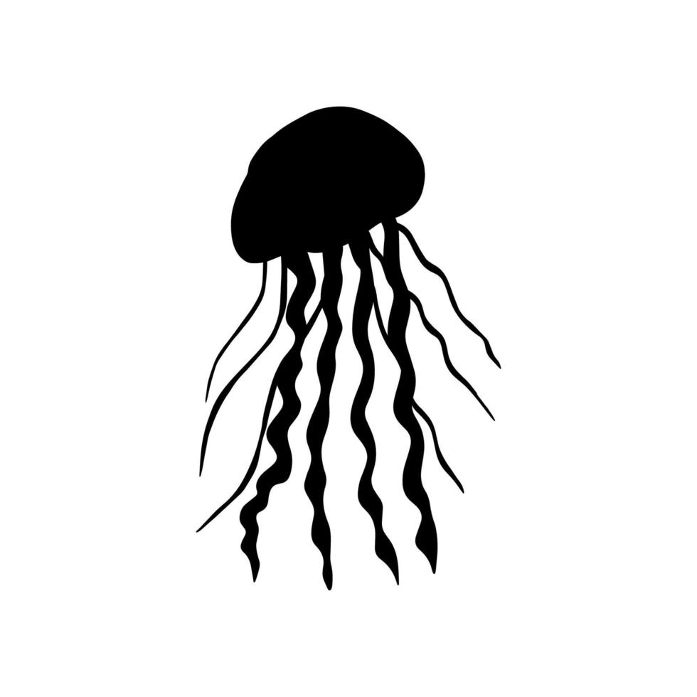 Jellyfish Character sea animal on deep background. Wild life illustration. Vector illustration.