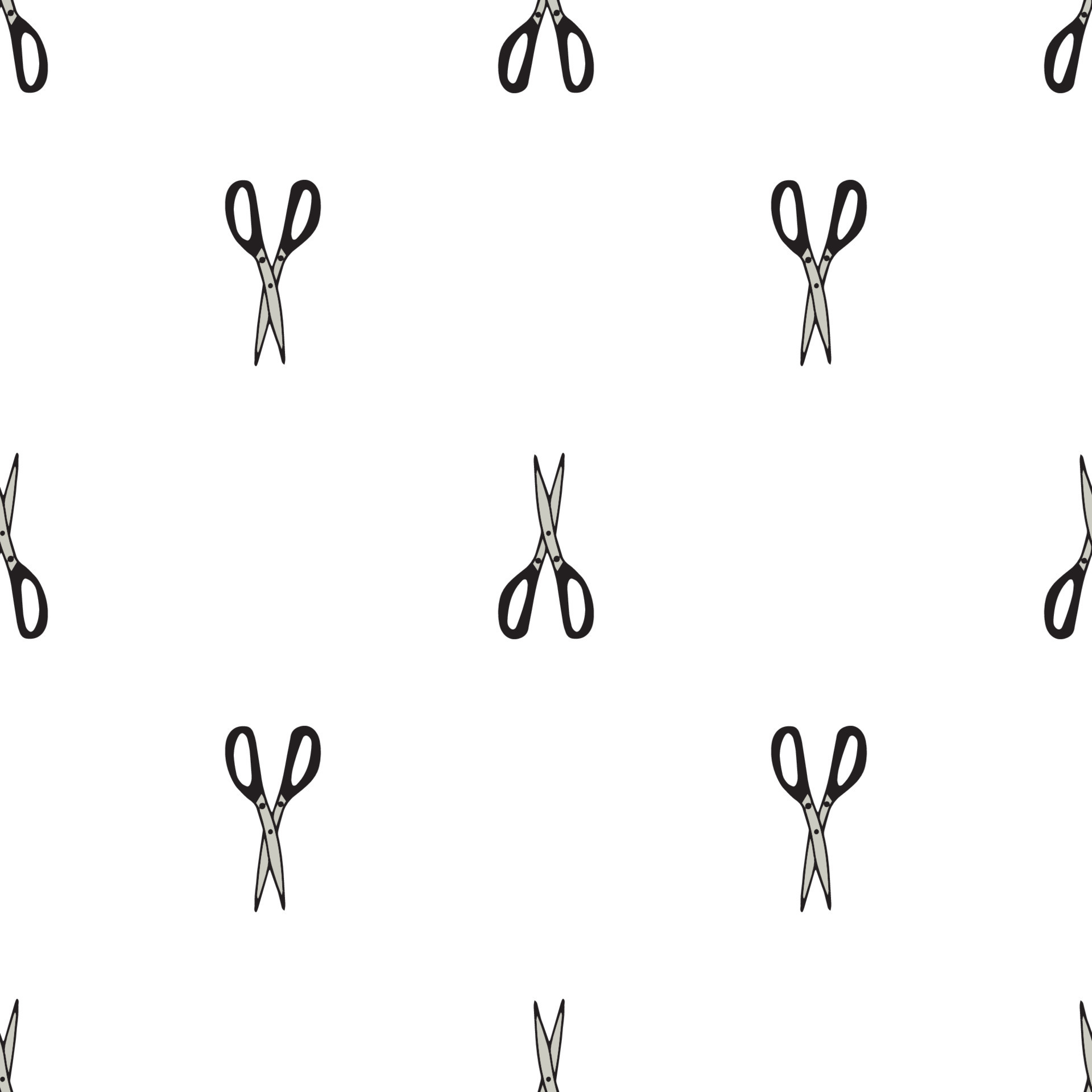 Scissor seamless pattern. Hand drawn professional pair of scissors