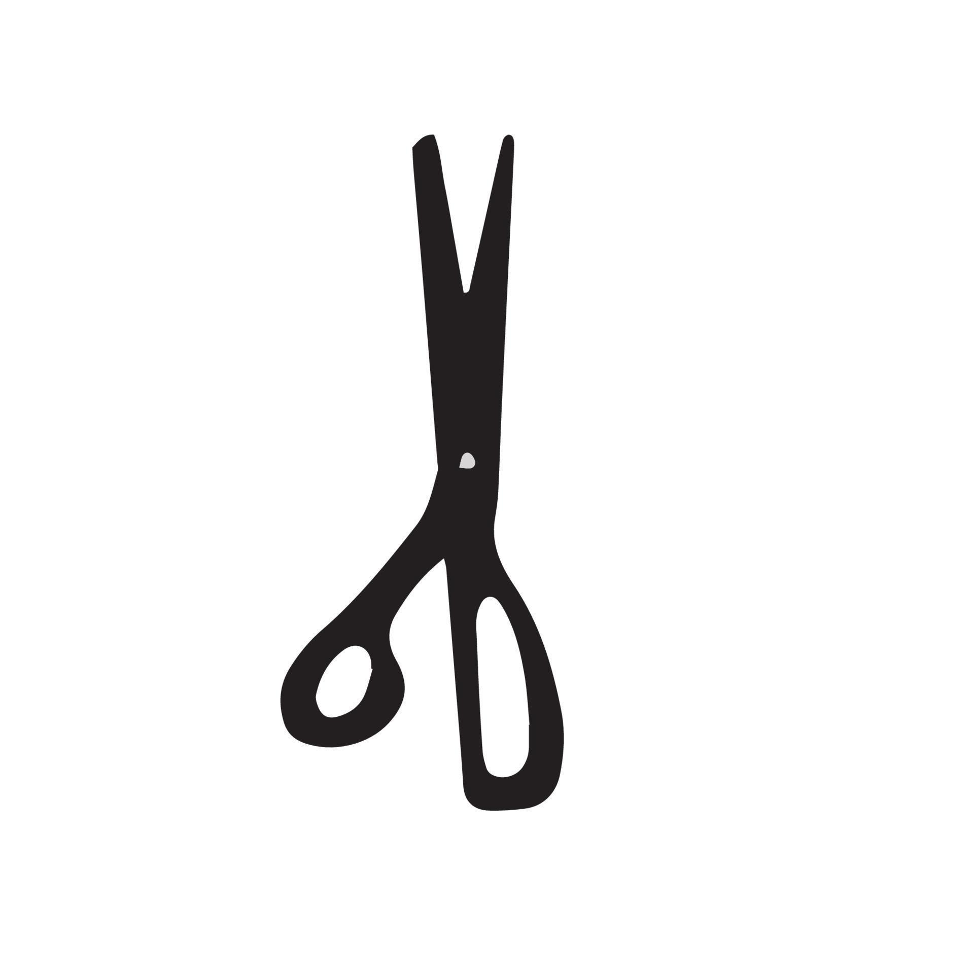 Scissor icon. Hand drawn professional pair of scissors cutting hair or
