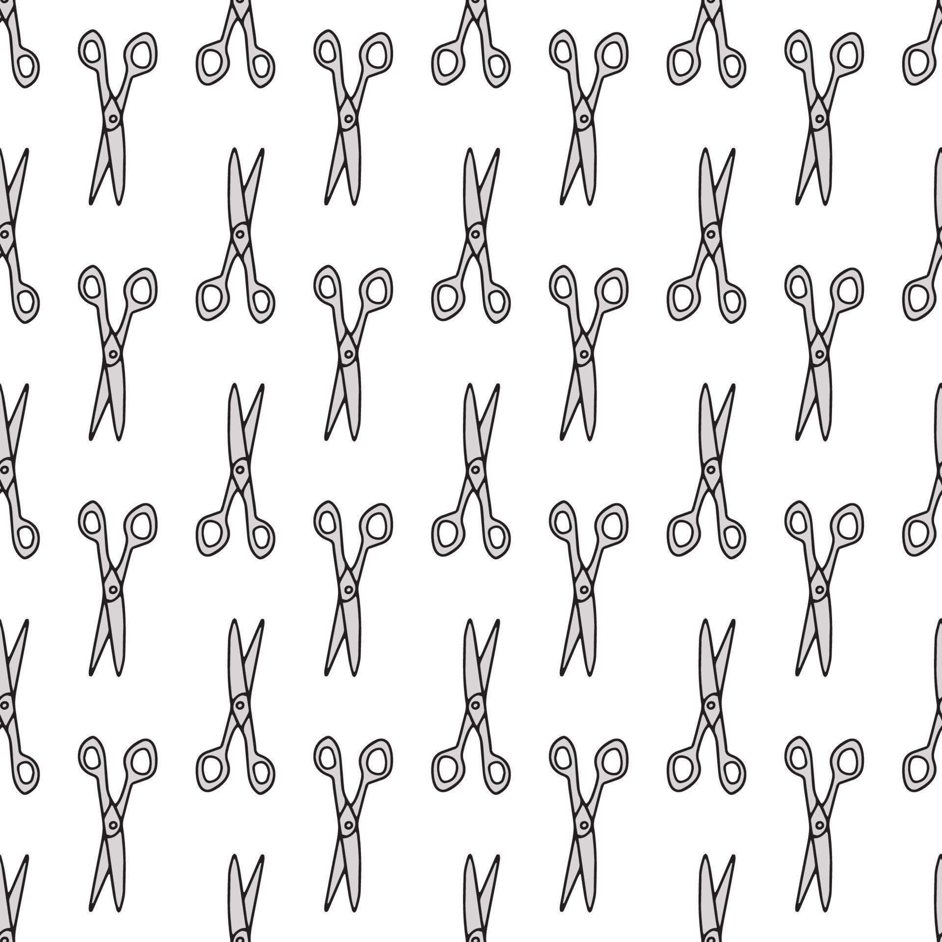 Scissor seamless pattern. Hand drawn professional pair of scissors
