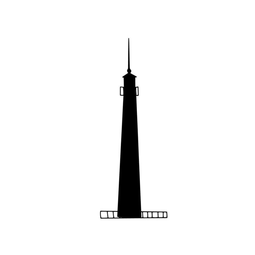 Lighthouse. Coastline architecture building. Beacons with window. Vector illustration