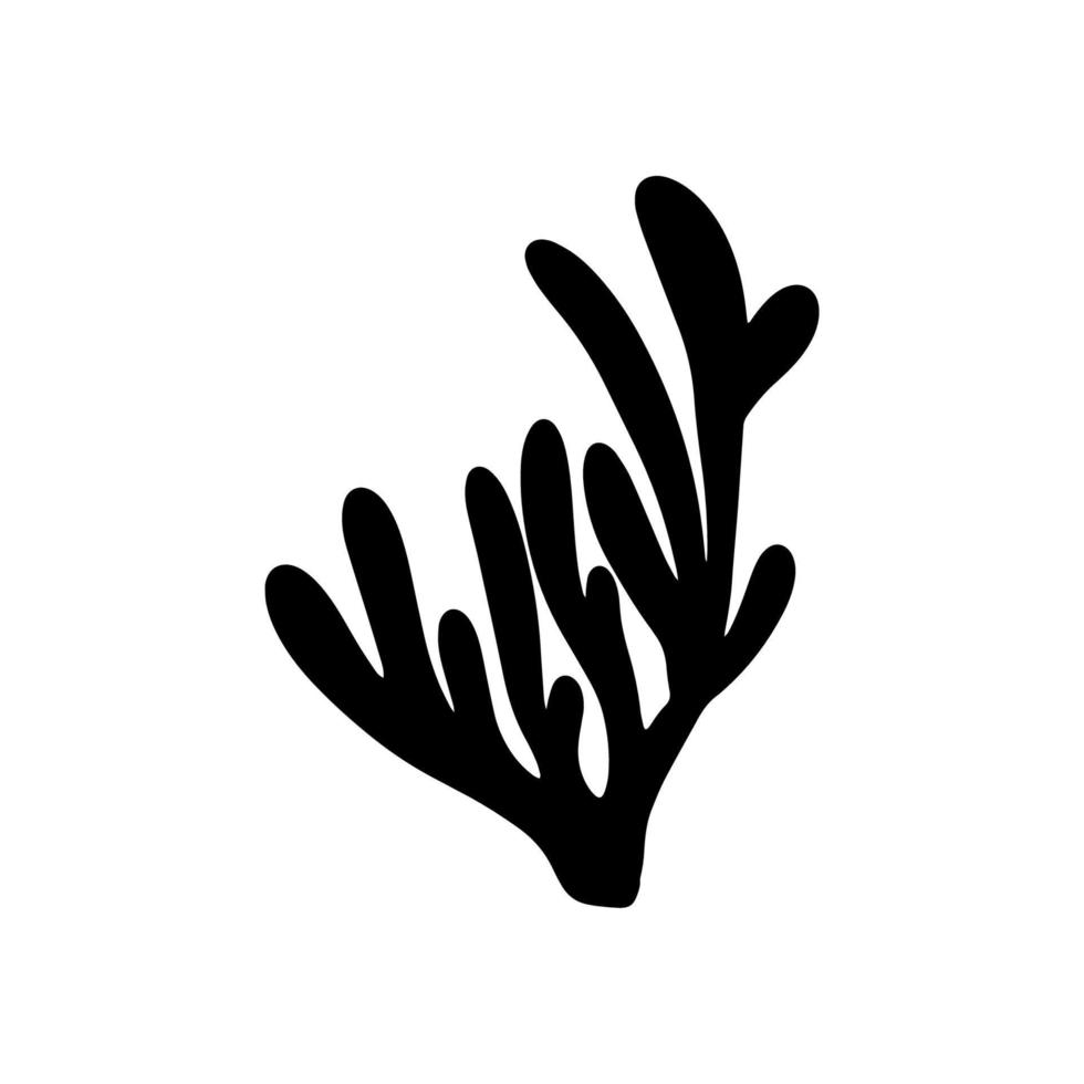 Coral. Underwater element. Vector illustration in black color. Sea ocean.