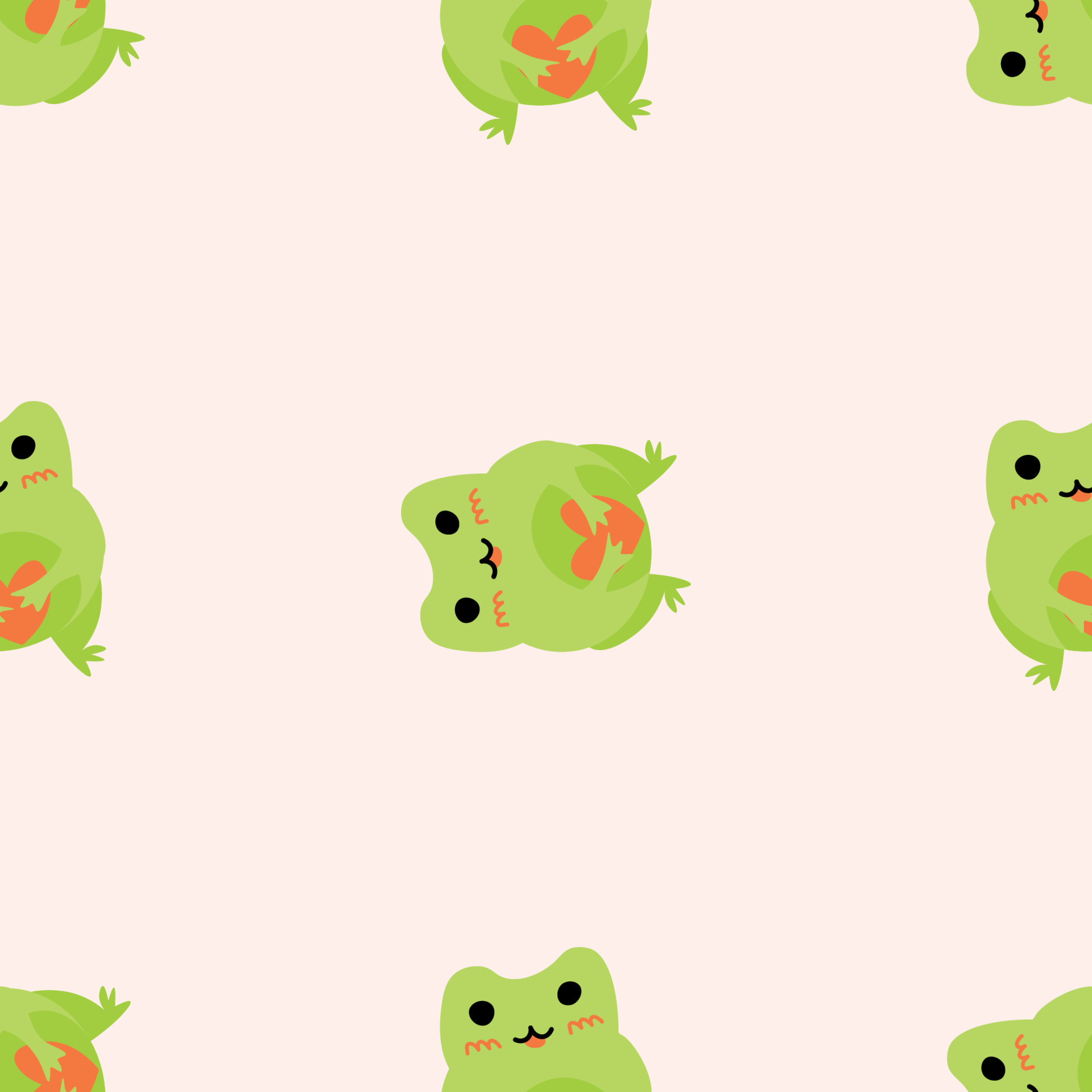 frogs with pink cheeks. Enamored green toads. Vector animal characters ...
