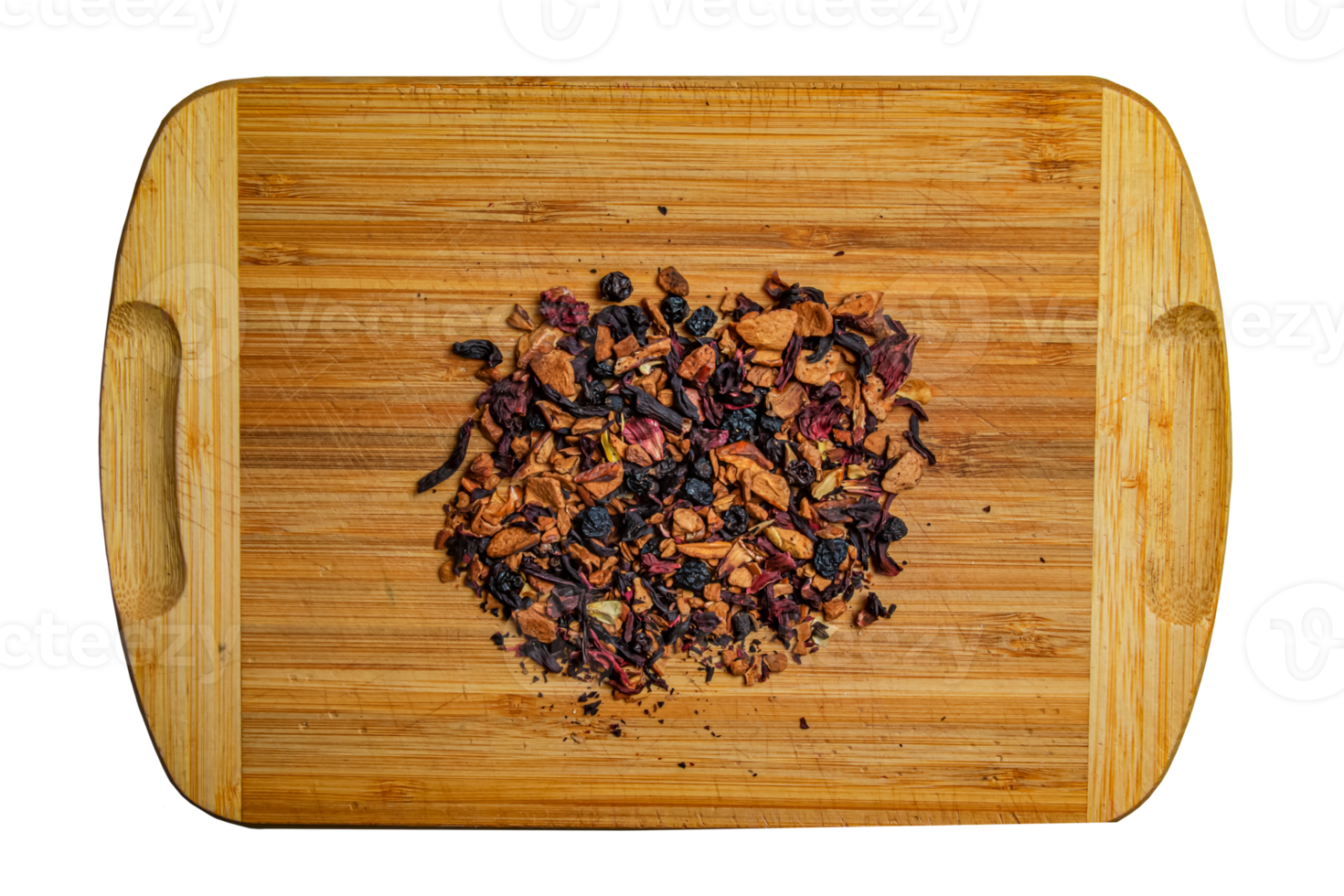 Background of natural fruit tea with hibiscus petals, fruit slices and berries. Fruit tea texture. Top view, flat lay. png