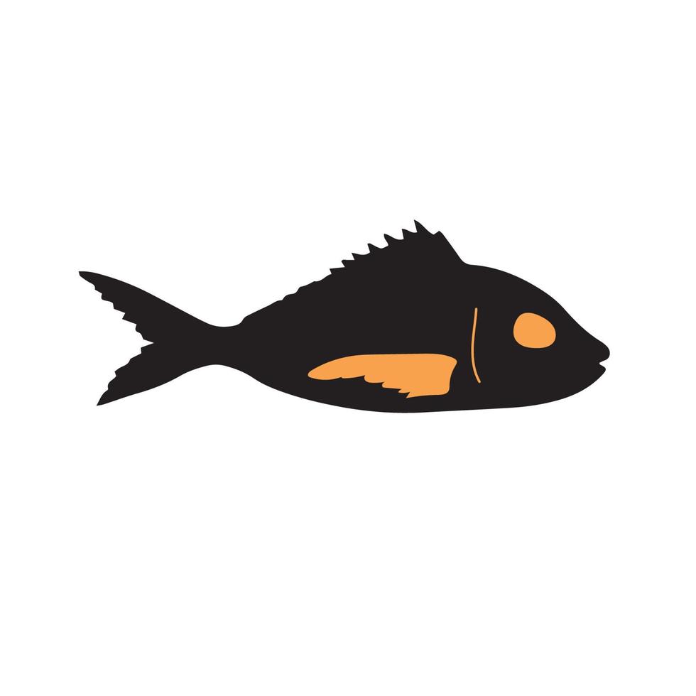 Cute black fish vector illustration icon. Tropical fish, sea fish, aquarium fish