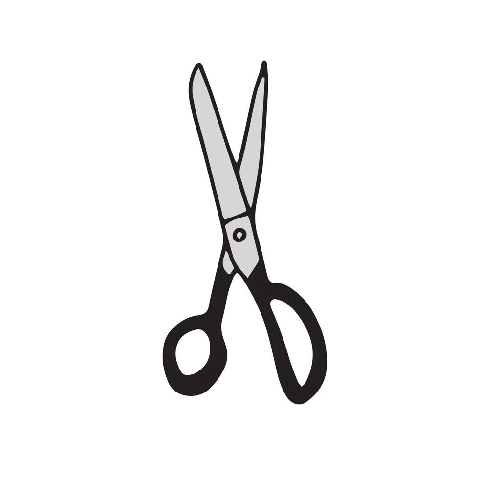 Scissor icon. Hand drawn professional pair of scissors cutting hair or needlework. Craft and scissoring flat creative scissors. Vector illustration