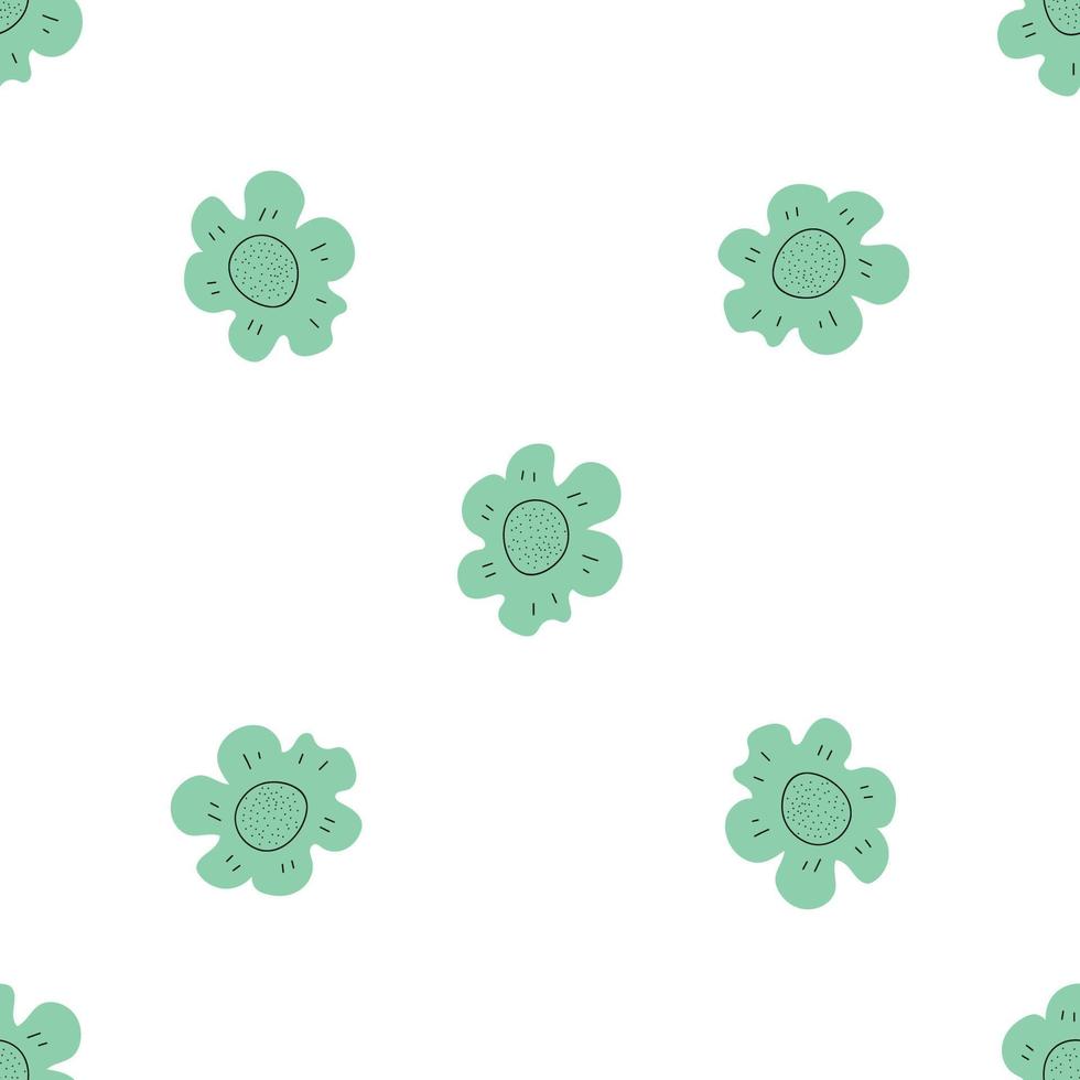 patrón floral vector transparente con flores. flor de primavera estilo infantil simple dibujado a mano. bastante ditsy para tela, textil, papel pintado. papel digital en fondo blanco