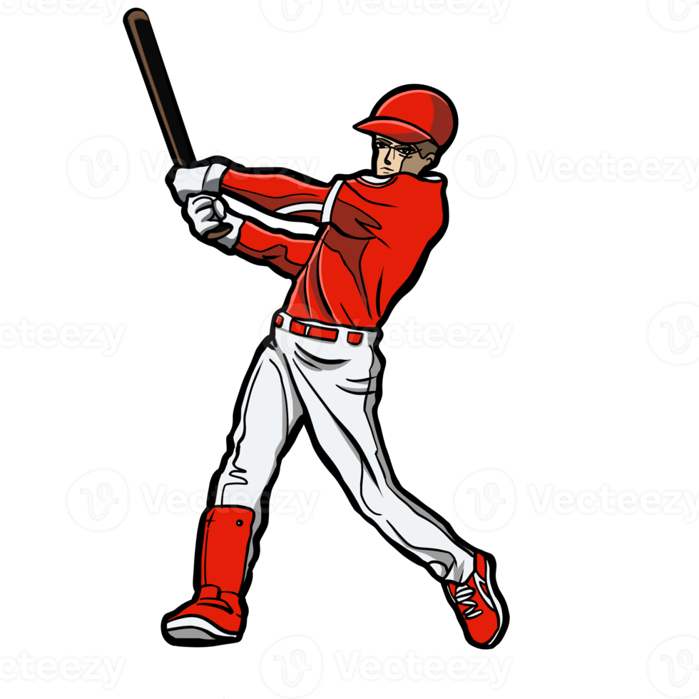 ação de batedor de beisebol batendo bola png