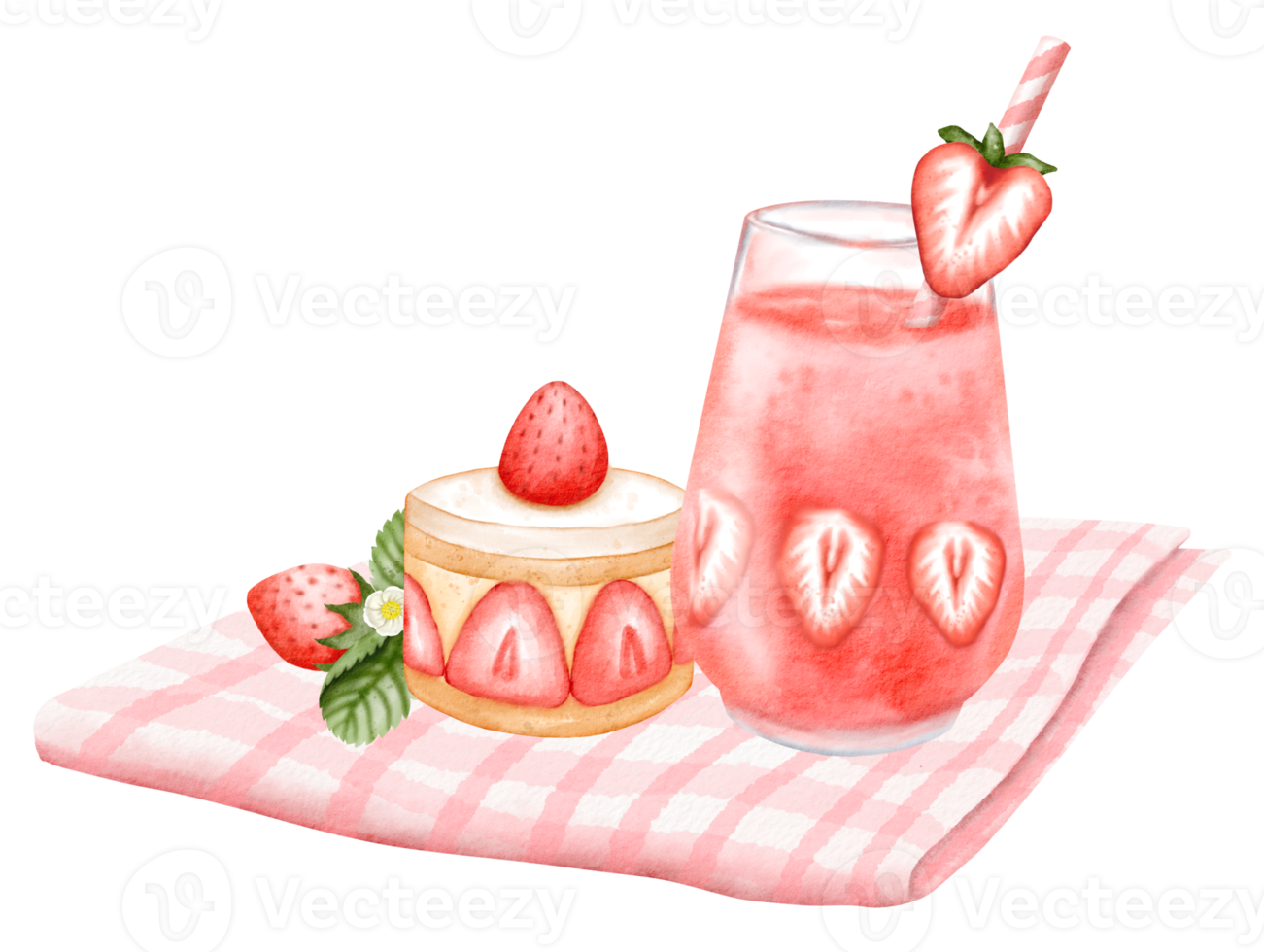 watercolor strawberry hand drawn png