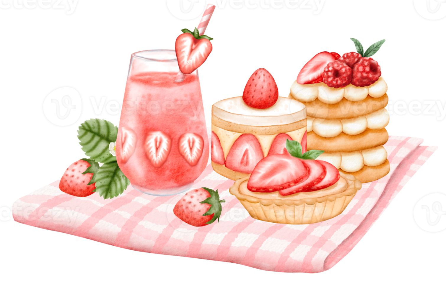 watercolor strawberry hand drawn png