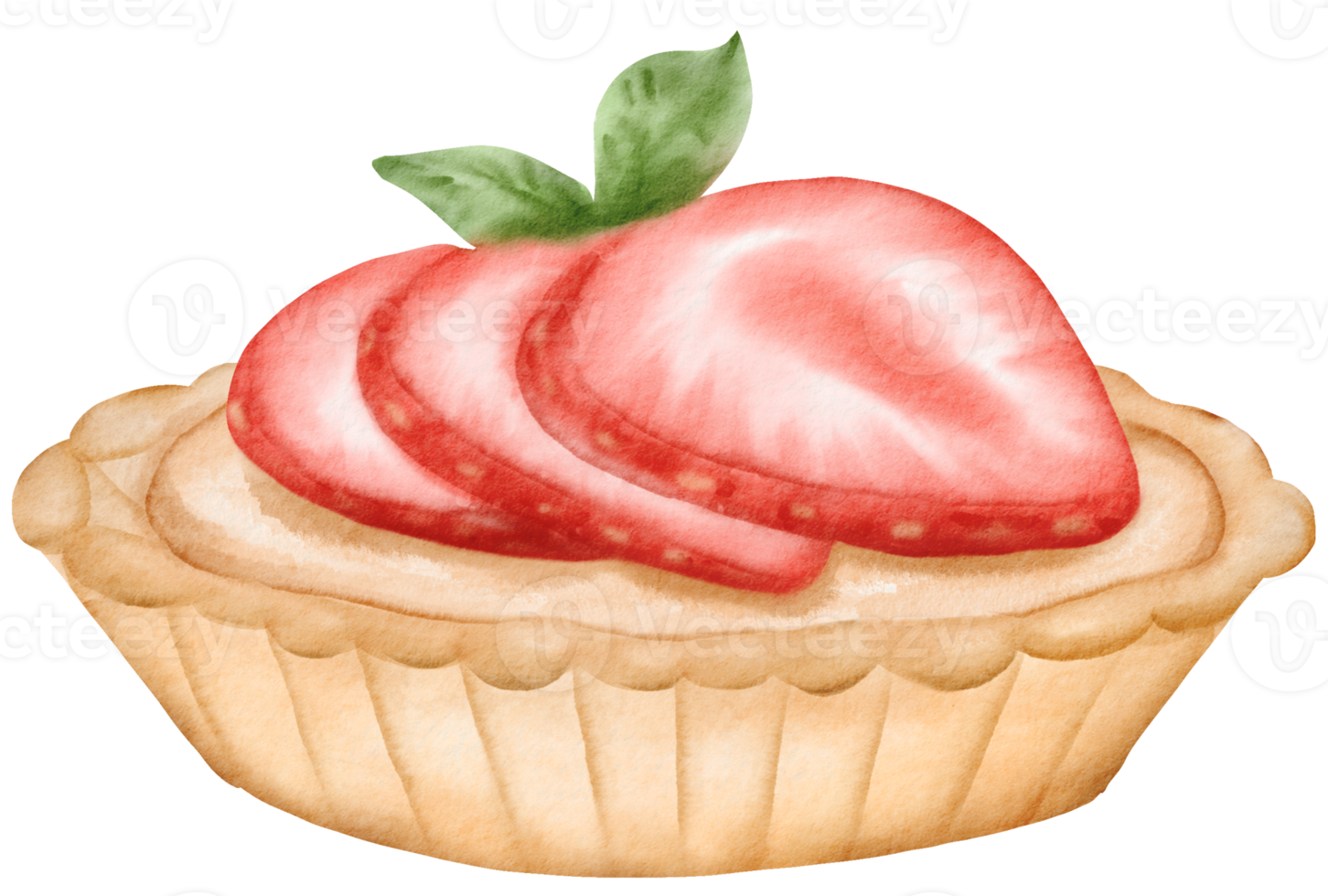 watercolor strawberry tart png