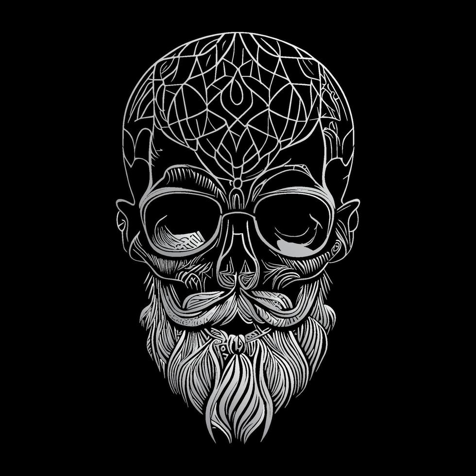 miedoso hipster cráneo es un divertido y caprichoso ilustración, presentando un cráneo con de moda anteojos, transporte un sentido de frescura y estilo vector