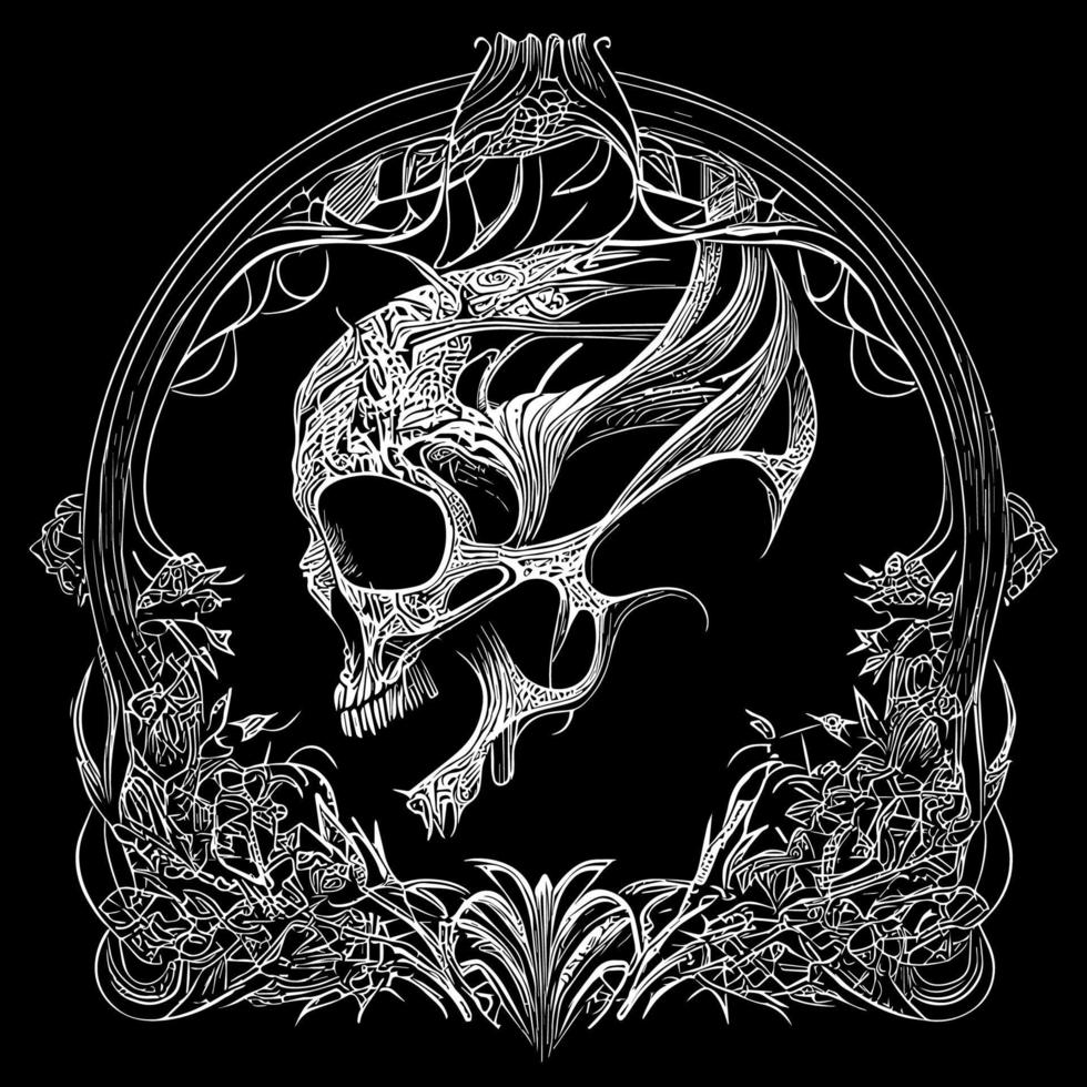 skull head illustration portrays a strikingly detailed and intricate image of a human skull, often used as a symbol of death and mortality in various cultures vector