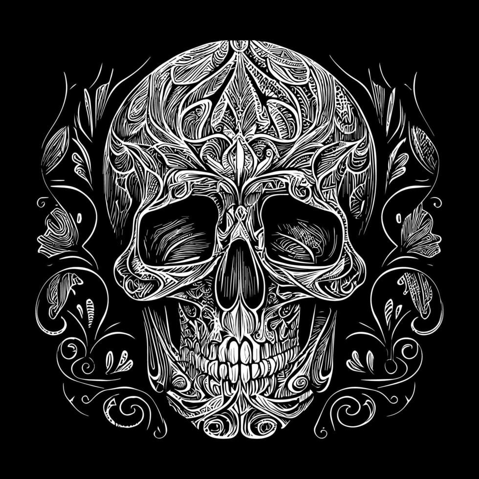 skull head illustration portrays a strikingly detailed and intricate image of a human skull, often used as a symbol of death and mortality in various cultures vector