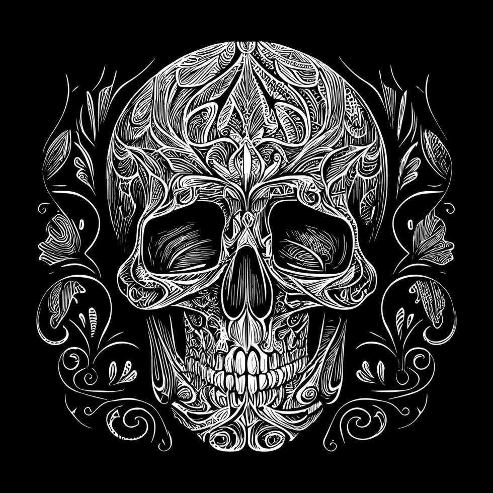 skull head illustration portrays a strikingly detailed and intricate image of a human skull, often used as a symbol of death and mortality in various cultures vector