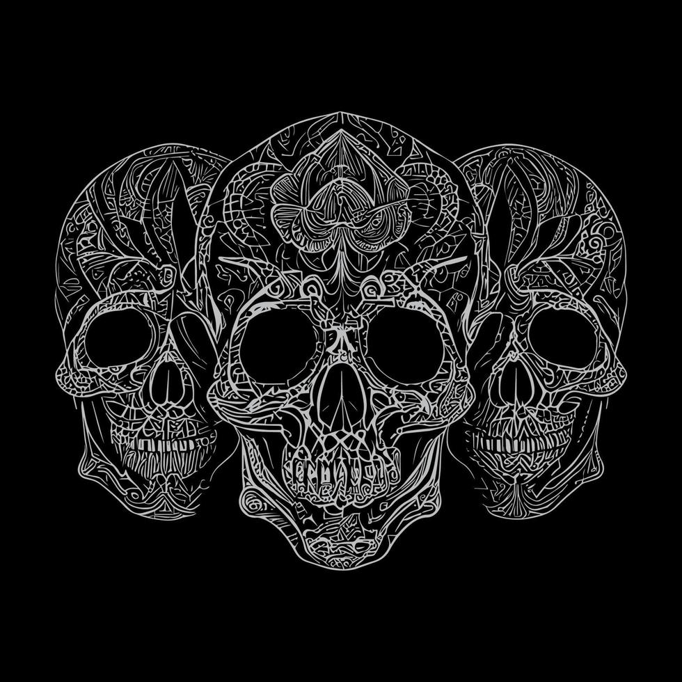 skull head illustration portrays a strikingly detailed and intricate image of a human skull, often used as a symbol of death and mortality in various cultures vector