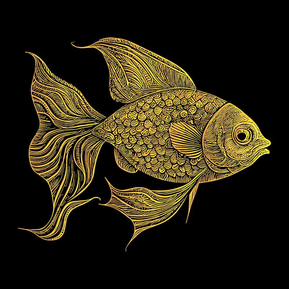 un dorado pescado ilustración reluce con belleza, sus escamas atrapando el ligero. agraciado y delicado, eso trae un toque de magia a ninguna escena vector