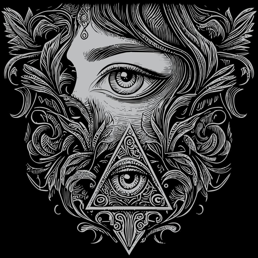 eye in triangle shape is a symbol that represents different meanings across cultures and beliefs, from spiritual enlightenment to conspiracy theories vector