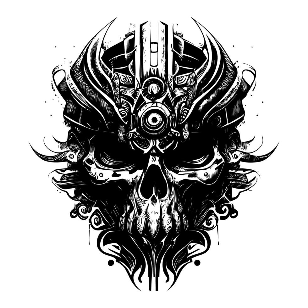 Motorcycle mechanic skull is a popular symbol in biker culture, representing a tough, gritty persona with a deep knowledge of motorcycle mechanics vector