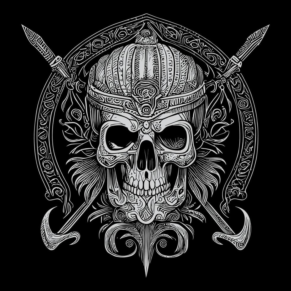 pirate skull is a symbol of the lawless and dangerous world of pirates. It represents death, danger, and rebellion, often depicted with crossed bones or swords vector