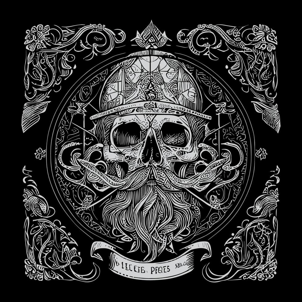 pirate skull is a symbol of the lawless and dangerous world of pirates. It represents death, danger, and rebellion, often depicted with crossed bones or swords vector