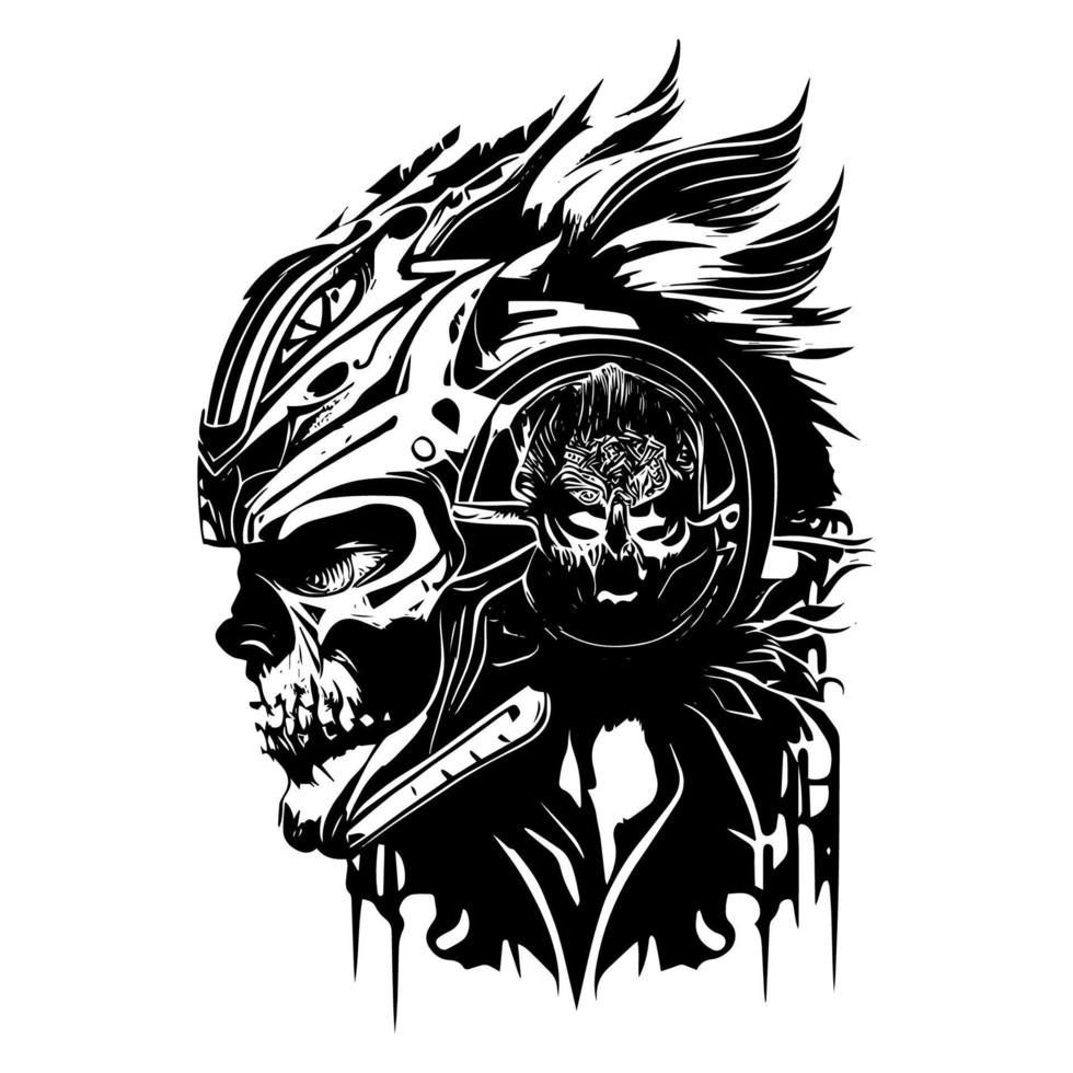 Motorcycle mechanic skull is a popular symbol in biker culture, representing a tough, gritty persona with a deep knowledge of motorcycle mechanics vector