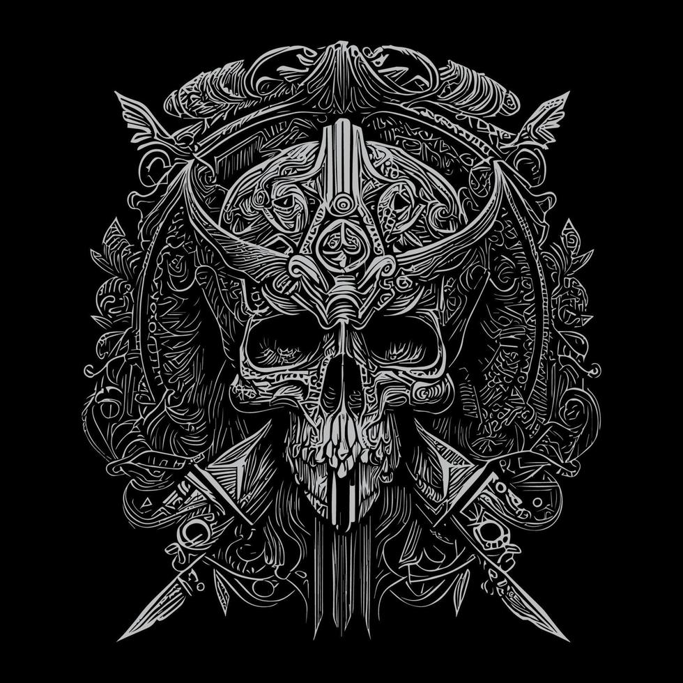 skull warrior is a fierce and intimidating figure that combines elements of human and skull anatomy. It represents death, power, and strength vector