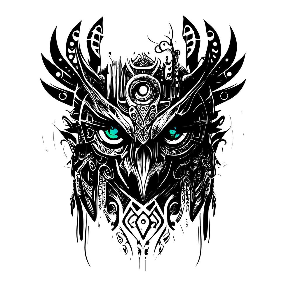 Mecha Owl is a futuristic mechanical owl with glowing eyes, sharp talons, and a sleek design. It's a perfect blend of technology and nature vector