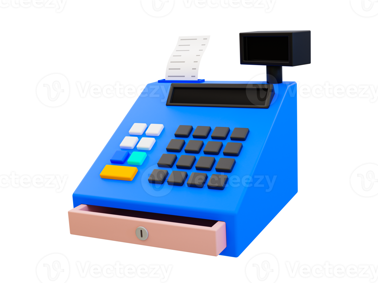 3d minimal cash register. supermarket cash register icon. payment and checkout process. 3d rendering illustration. png