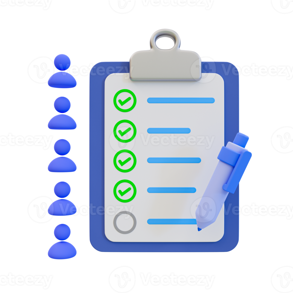 3d minimal customer order. online shopping concept. customer service concept. order clipboard with a checkmark. 3d illustration. png