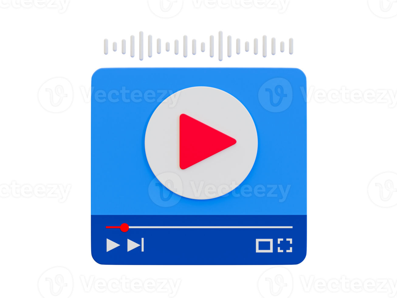 3d minimal video or music player. Music Display screen. Music video entertainment section. video screen with sound waves. 3d illustration. png