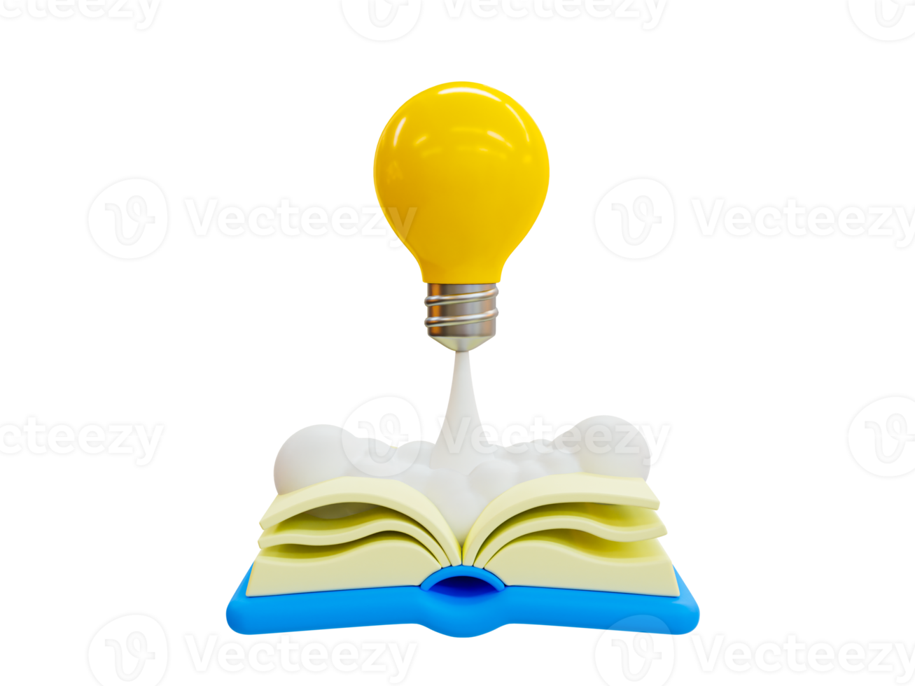3d minimal Spark creative ideas. Innovative and creative icon. Spark creative ideas. create better ideas. lightbulb launching from a book. 3d illustration. png